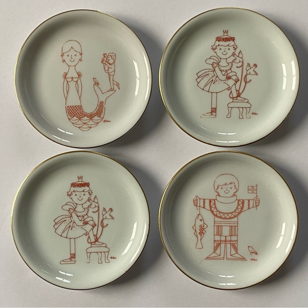 4 Bing & Grondahl  B & G Antoni Trivet Wall Hanging Trinket Dish Mermaid Fish